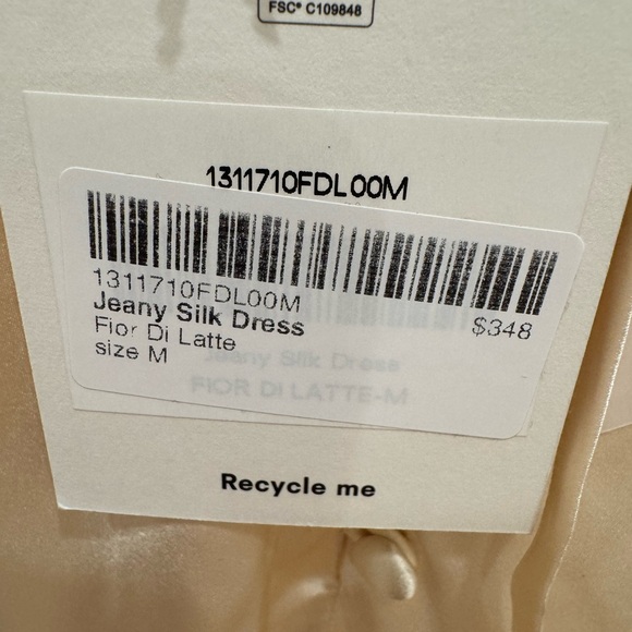 Reformation Jeany Silk Dress Fior‎ Di Latte Cream Brand New With Tags - Picture 11 of 12